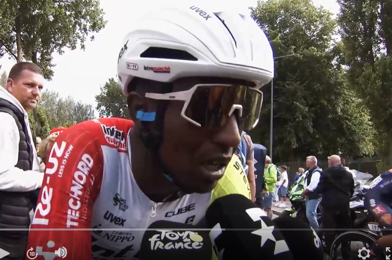 Biniam Girmay after Stage 3 of the 2025 Tour de France